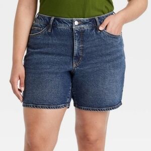 NEW Ava & Viv High Rise Relaxed Bermuda Blue Denim Jean Shorts Plus Size 20